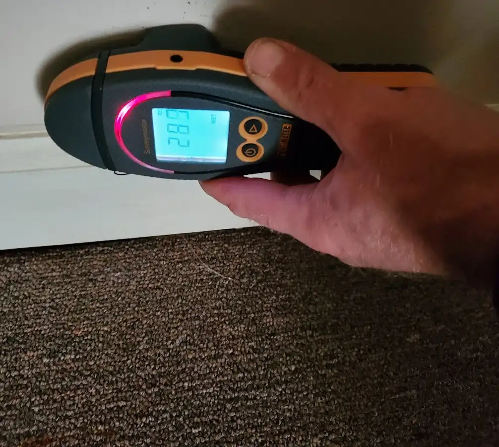 Moisture detection at baseboard during Burst Pipe Cleanup in Roosevelt